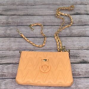Valentino By Mario Valentino Peach Crossbody Bag with Gold Chain